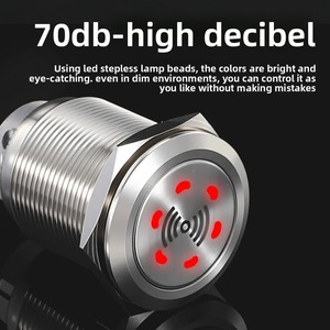 Buzzer en métal de 16/<span class=keywords><strong>19</strong></span>/22mm 12V24V220V lumière rouge en acier inoxydable alarme sonore et lumineuse à haut décibel intermittente - Product Image 5