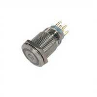 Interrupteur à bouton-poussoir métallique Rohs 19 mm DC 12V/24V marche/arrêt ou momentané avec lumière LED bleue