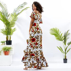 Floral africain Tissu De Cire D'impression Maxi Longue Kitenge Conceptions Femmes Dames <span class=keywords><strong>Robe</strong></span> de Soirée - Product Image 4