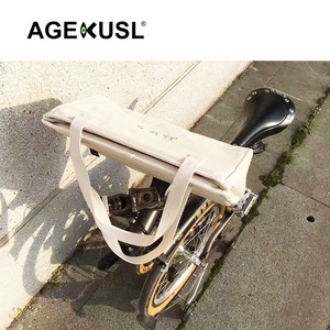 AGEKUSL Canvas Vintage Front Basket Bag Ciclismo Bike Rack Pack Carrier Fit para <span class=keywords><strong>Brompton</strong></span> 3Sixty Bicicleta plegable - Product Image 4