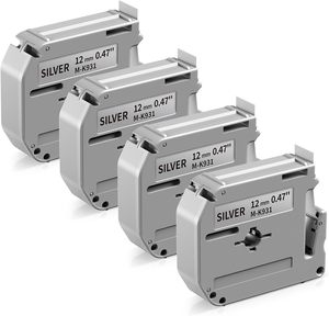 Ruban d'étiquetage Orison compatible Brother M 12 mm noir sur argent M-K931 MK931 M931 pour Brother <span class=keywords><strong>P</strong></span>-<span class=keywords><strong>Touch</strong></span> PT-M95 PT-65 PT-85 PT-45 - Product Image 1