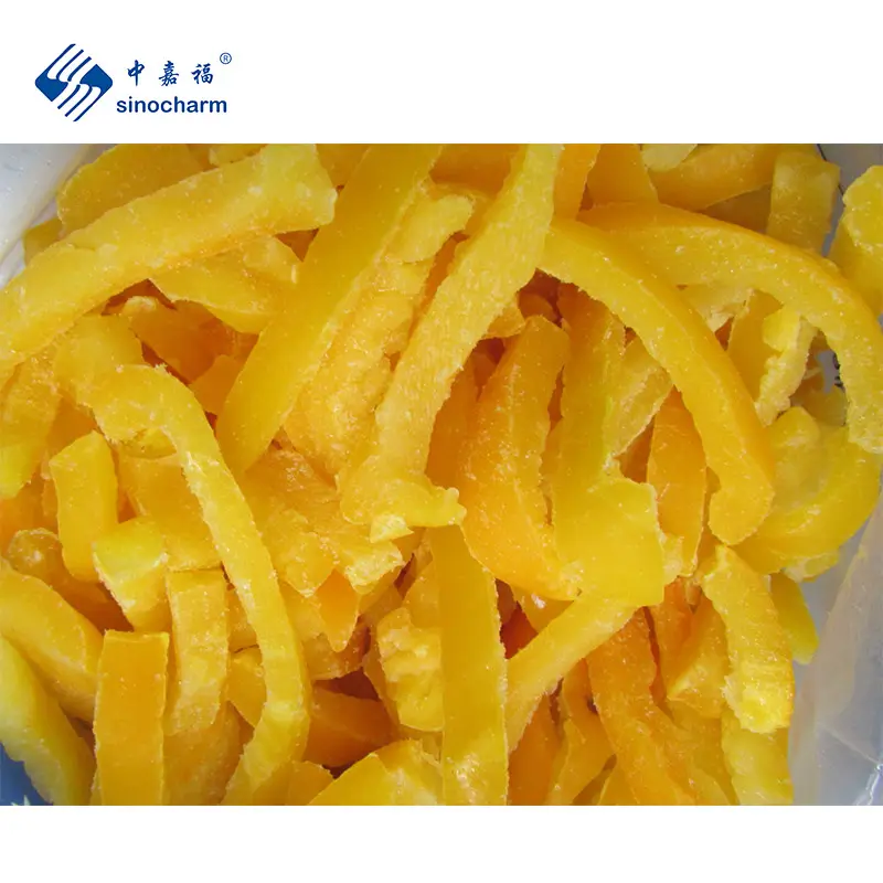Sinocharm BRC Сертифицированный поставщик перца IQF, оптовая цена, замороженные полоски Желтого перца