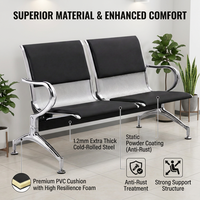 Chaise d'attente rembourrée pour 2 personnes, siège en PVC, structure en acier laminé à froid chromé électrolytique, pour aéroport, clinique, sièges en rangée, vente en gros