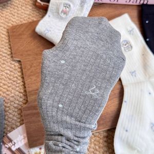 Cute Puppy And Kitten Cartoon Mid Calf Socks For Women Sweat Absorbent Antibacterial Regular Casual Socks With Bow Pattern - Product Image 4