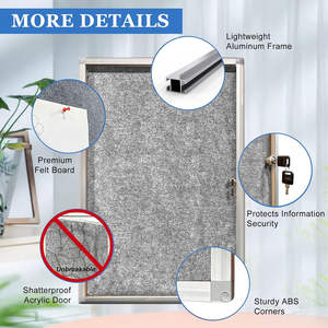 KBW Tableau d'affichage verrouillable de 36x24 pouces, tableaux d'affichage fermés, encadrés en aluminium - Product Image 2