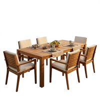Meubles de jardin, table et chaises de jardin pour villa, ensemble de salle à manger extérieure en teck de luxe, table extérieure pour hôtel, ensemble de salle à manger extérieure pour hôtel