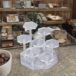 Supports de présentation pliables modernes en acrylique transparent - Recyclables et faciles à assembler, supports de buffet - Product Image 1