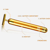 24K Gold Energie-Schönheitsroller Handgehaltener Vibrationsmassageroller Gesichtsstraffungsgerät 6000 Mal/min DV1.5 Power Körper- und Augenpflege Kommerziell & Zuhause