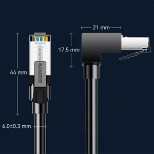 Câble <span class=keywords><strong>Ethernet</strong></span> SAMZHE Cat6A à angle droit, connecteur 26AWG Cat6, cuivre pur, connexion réseau, câble de raccordement <span class=keywords><strong>Ethernet</strong></span> - Product Image 2