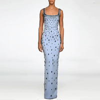 Personnalisez votre design : Robes de soirée pour femmes, robes longues sans manches avec embellissements en strass, robes de soirée