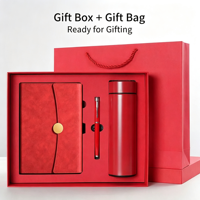 Coffret cadeau d'entreprise avec logo personnalisé, carnet PU A5, stylo, recharge, thermos isotherme, boîte cadeau, sac à main pour promotion et souvenir