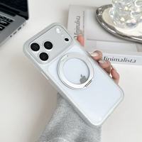 Étui de téléphone portable antichoc à haute transparence avec protection à 360° °   Support Rotatif pour iPhone 16 17 Pro Max Coque Transparente Téléphone