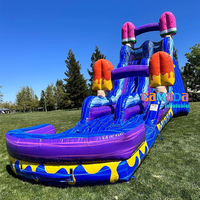 Châteaux gonflables commerciaux avec toboggan aquatique et piscine pour parcs d'attractions et fêtes