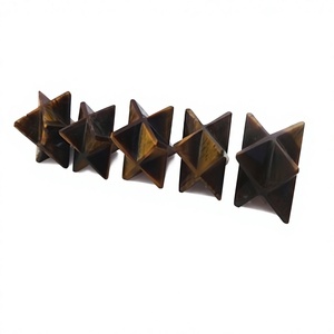 Escultura de Estrella Merkaba de Ojo de Tigre, Cristal Energético Tallado y Grabado, Decoración Feng Shui, Chakra, Arte Coleccionable, Cristales Duraderos - Product Image 1