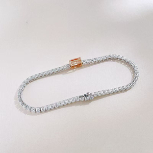Bracelet tennis en diamant <span class=keywords><strong>rose</strong></span> cultivé en laboratoire, or <span class=keywords><strong>rose</strong></span> et blanc 18 carats, serti pavé, bracelet en diamant coloré pour femme, bijoux de luxe, cadeau - Product Image 3