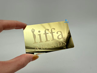 Tarjetas Metálicas de Negocios con Chip NFC, Espejo Dorado Brillante