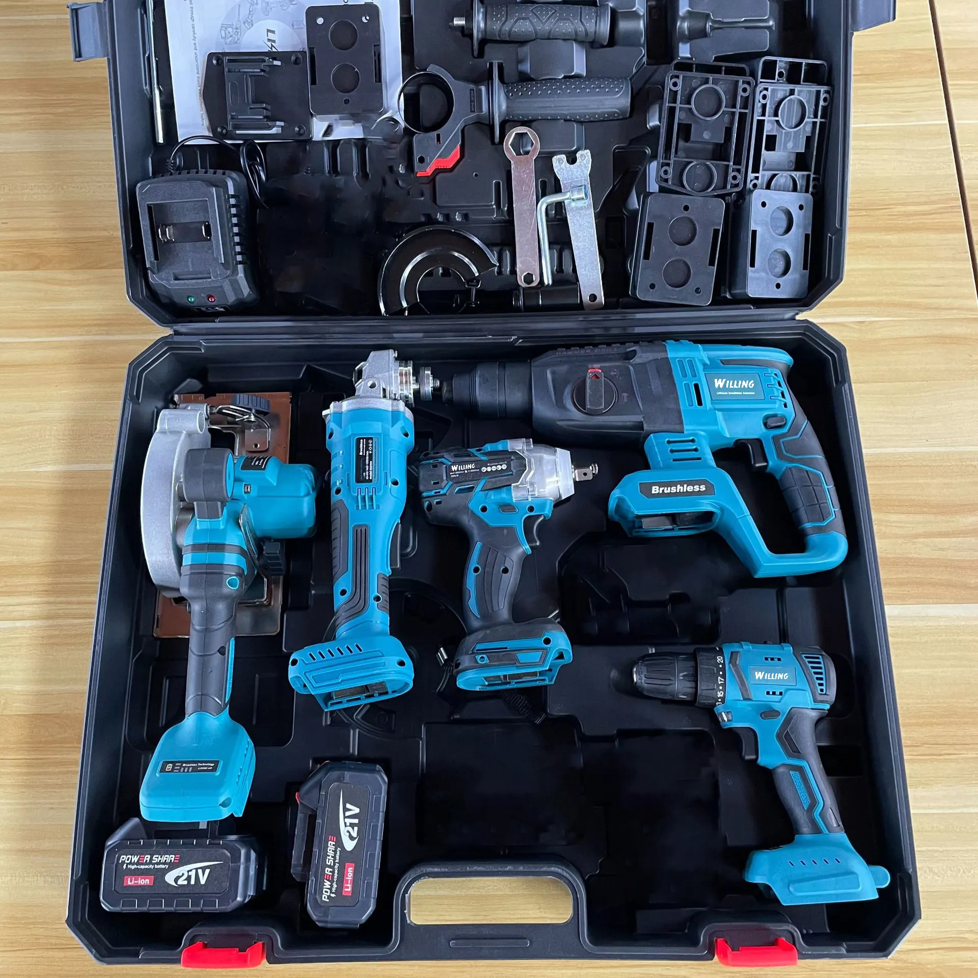 Professionele Originele Elektrische 21V Lithium Batterij Power Tools Makita Oplader Draadloze Boren Schroevendraaier Gereedschap Combo Kit