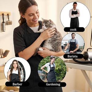 Tablier de cuisine en polyester résistant à l'eau, personnalisé avec logo, pour salon de coiffure, barbier, esthéticienne, manucure, cuisine, chef - Product Image 6
