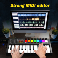 Controlador de teclado MIDI negro de 25 teclas USB M Audio Midi Teclado de edición de música para computadora portátil/PC Software incluido