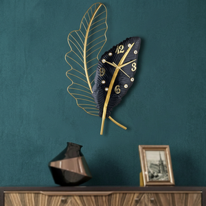 Modern Metal Leaf <b>Wall</b> <b>Clock</b> Abstract Geometric <b>Design</b> Silent Quartz Analog Hanging <b>Clock</b> for Living Room Decor - Product Image 2