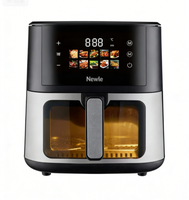 Nouvelle friteuse à air 2-en-1 Newle 1800W, numérique, en verre, électrique, 12 programmes prédéfinis, 230°C, cuve 4,5L + panier 3,8L, compatible lave-vaisselle, garantie 1 an