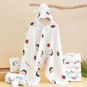 Serviette à capuche pour bébé en mousseline de coton 100% premium, enveloppe de bain pour nouveau-né, douce et absorbante, <span class=keywords><strong>poncho</strong></span> à capuche pour bébé, cadeau de naissance - Product Image 3