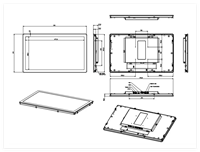 Écran LCD industriel de 21,5 pouces avec écran tactile capacitif et télécommande OSD