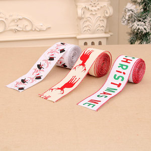 New cross-border linen Christmas printed <b>ribbon</b>, brocade <b>ribbon</b>, Christmas tree decorations, Christmas ornaments, and - Product Image 3