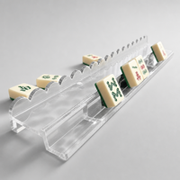 Support et poussoir transparents en acrylique pour tuiles de Mahjong, lot de 4, support de tuiles à bords festonnés pour soirée de jeu, accessoires de table de Mahjong