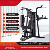 Station de musculation multi-équipements pour la maison avec sac de frappe et barre de traction, pile de poids de 45 kg, entraîneur de force complet pour la musculation à domicile