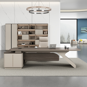 Escritorio de oficina ejecutivo moderno de nuevo diseño, muebles de escritorio de oficina, gerente de CEO para el hogar con estantería - Product Image 5