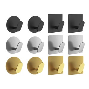 Stainless Steel Wall Mounted Robe <b>Hooks</b> With Adhesive Tape For <b>Bathroom</b> Kitchen Bedroom Entryway Minimalist Design - Product Image 5