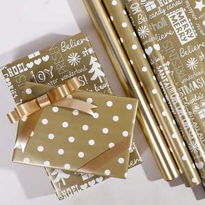 Factory Wholesale 80g <b>Christmas</b> Metallic <b>Paper</b> 43*300cm Gift <b>Luxury</b> Custom Packaging <b>Wrapping</b> <b>Paper</b> Roll Custom Giftwrap - Product Image 4