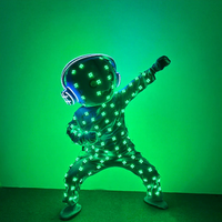 Costumes de robot LED rechargeables à télécommande RGB lumineux pour poupées musiciennes bleues, pour bars, fêtes, événements, présentoirs, spectacles et performances
