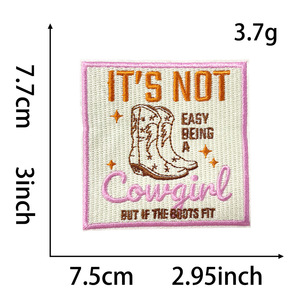 Toppe Ricamate Personalizzate in Tessuto, Piccole <span class=keywords><strong>e</strong></span> Assortite, con Tema '<span class=keywords><strong>Non</strong></span> è Facile Essere una Cowgirl', Toppe da Tasca per Cappelli <span class=keywords><strong>e</strong></span> Distintivi per Cappellini - Product Image 1