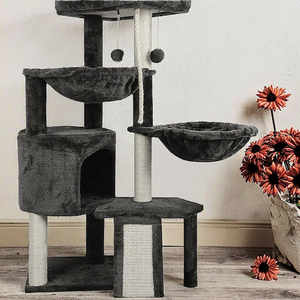 Rumah Pohon Kucing Bertingkat Modern, Gratis Ongkir, Pabrik Cina, Rangka Panjat Kucing, Tiang Garukan Sisal, Bahan Plush, Kemasan Karton - Product Image 1