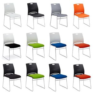Chaise de conférence empilable, siège en plastique, pieds en acier, design ergonomique, usage commercial - Product Image 5
