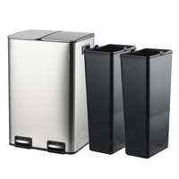 SY 11 gallons 2x20L 40 litres papier sans contact niche séparation industrielle couvercle en métal poubelle en bambou poubelle