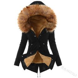 Manteau d'hiver chaud pour femmes doublé de <span class=keywords><strong>polaire</strong></span> <span class=keywords><strong>Parka</strong></span> avec capuche en fourrure Veste d'hiver chaude pour femmes Veste chaude pour femmes - Product Image 5