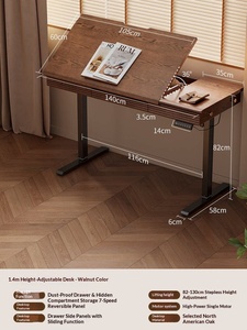 Scrivania Medievale in Legno Massello con Regolazione Elettrica dell'Altezza e Inclinazione, con Cassetti Portaoggetti per Pittura, Calligrafia e Designer SZ054 - Product Image 6