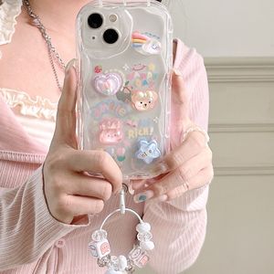 เคสโทรศัพท์ซิลิโคนเจลนุ่มลายการ์ตูนกระต่าย 17/16/15 พร้อมดีไซน์สายคล้องไอศกรีมสีรุ้ง - Product Image 4