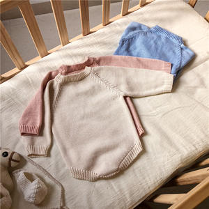 Combinaison en coton à manches longues pour bébé unisexe, barboteuse tricotée - Product Image 1