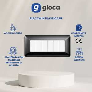 Placa de Plástico para Tomacorrientes Gloca, 6 Tomas, Color Acero Oscuro, Juego de 2, Uso Residencial - Product Image 3