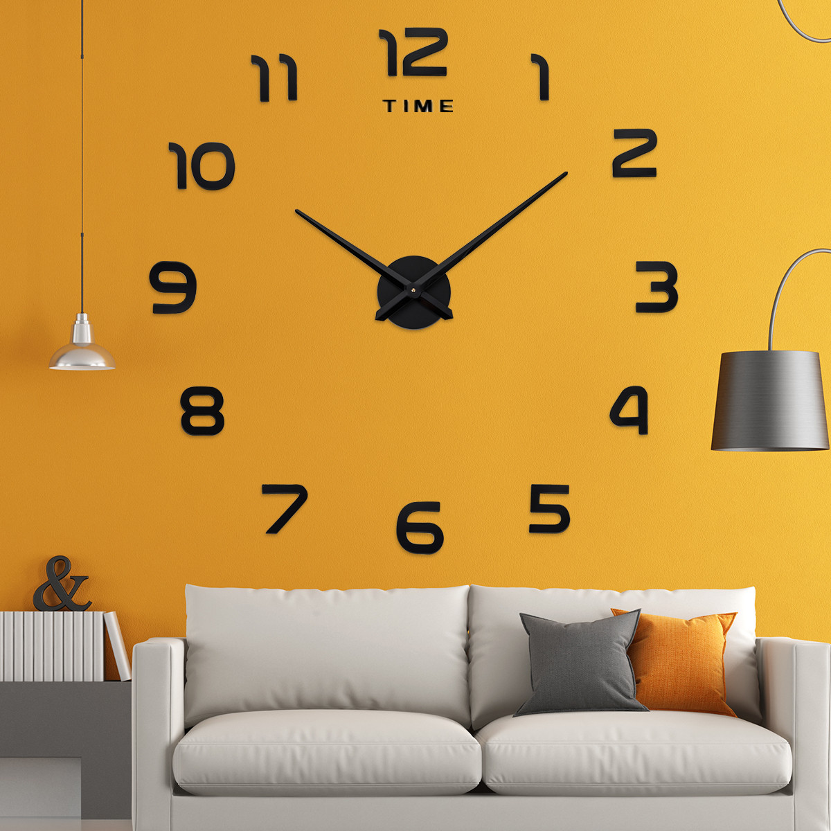 3D Frameless DIY Digital Wall Clock Sticker (17–47 Inch Adjustable) - View 3
