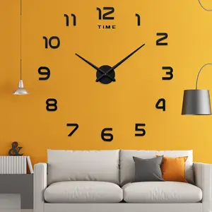 Relógio 3d de 17-47 polegadas de parede, decorativo, adesivo 3d sem moldura, relógio digital de parede diy