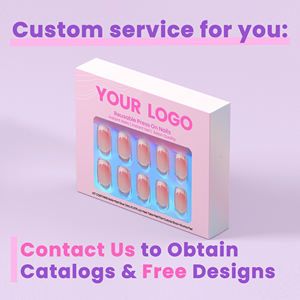 Özel etiket uzun gerçek el yapımı Salon jel basın çivi kare çivi sahte yapay tırnaklar fransız oje basın Ons - Product Image 6