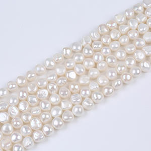 8-9mm Baroque Side Hole Two-Toned White <b>Freshwater</b> <b>Pearl</b> Natural Light <b>Pearl</b> for DIY Necklace <b>Bracelet</b> Handmade Material Loose - Product Image 1