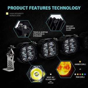 Barra de Luz LED RGB Modular Enlazable de 48 Pulgadas, Montaje en Techo <span class=keywords><strong>4x4</strong></span>, Haz Combinado Expandible, 12V Todoterreno para Hilux Ranger UTV, Barra de Luz para Automóvil - Product Image 2