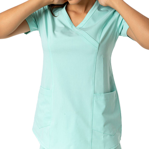 OEM nuevo estilo mujer Doctor Scrubs Hospital paramédico médico masculino Spandex Collar cremallera entrepierna enfermera <span class=keywords><strong>pantalones</strong></span> uniformes Scrub Top - Product Image 5