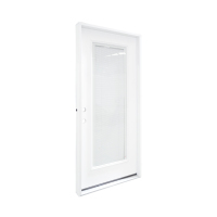Porte d'entrée pré-assemblée en fibre de verre avec persiennes, portes doubles extérieures de style français, design moderne, durable et résistant à l'eau